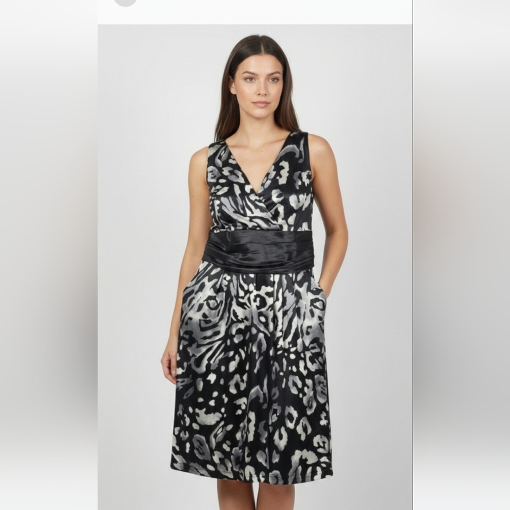 Onyx Nite Dress Leopard Black Gray Satin Cocktail Formal 20W
